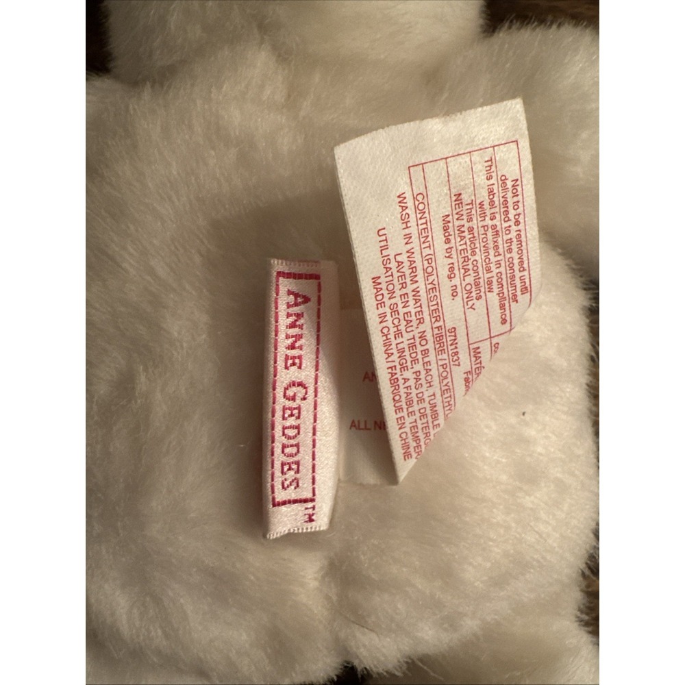 Anne Geddes Baby‎ Bunnies White Bunny Plush Beanie Soft Toy Doll 1998 Vintage - Picture 6 of 8